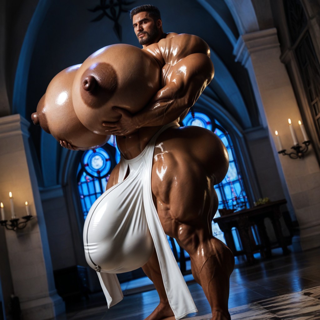 Wide Angle, Extremely Large Ass, Bottom Up AI Gay Porn
