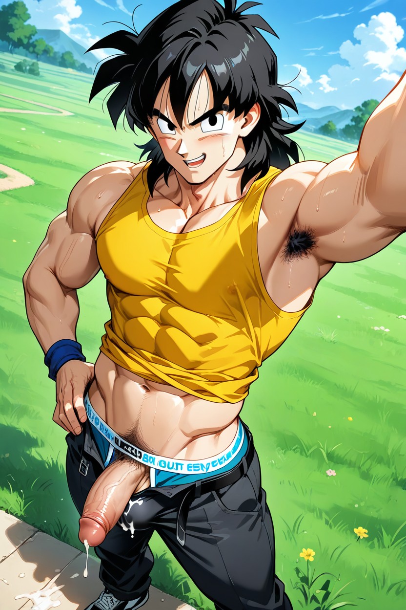 Black Eyes, Black Public Hair, Messy Hair AI Gay Porn