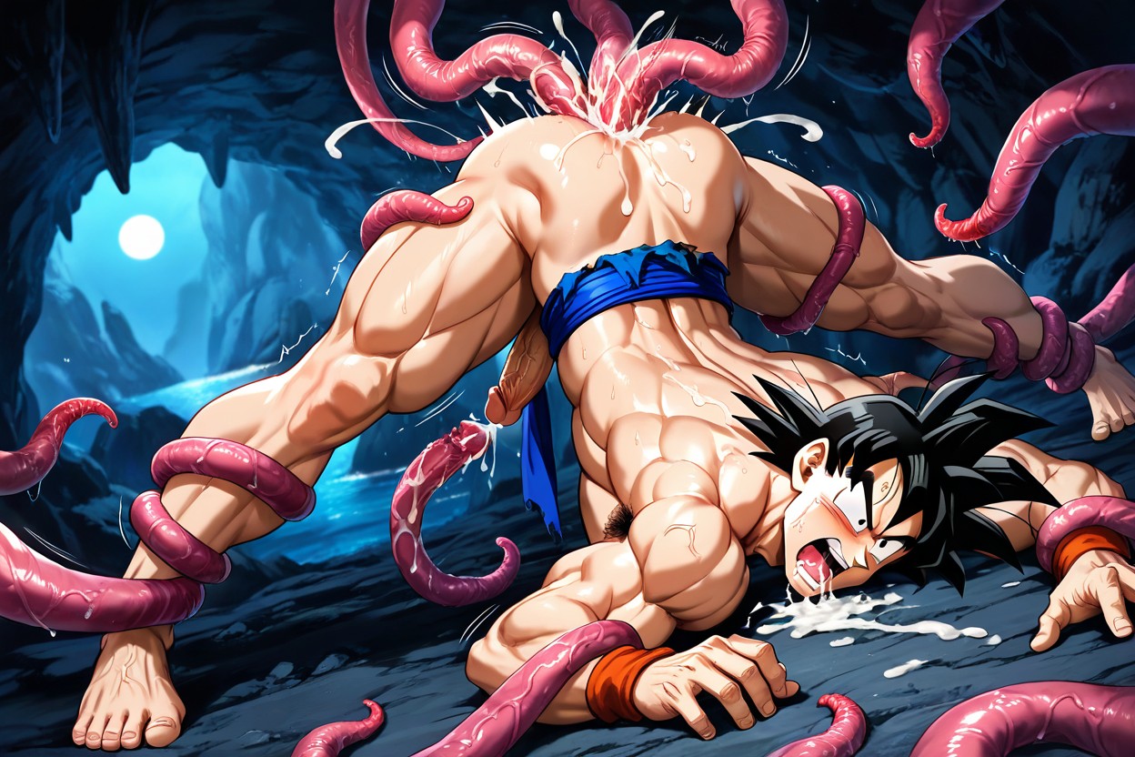 A Tentacle Inside Goku's Anal, Goku, Cum On Body AI Gay Porn