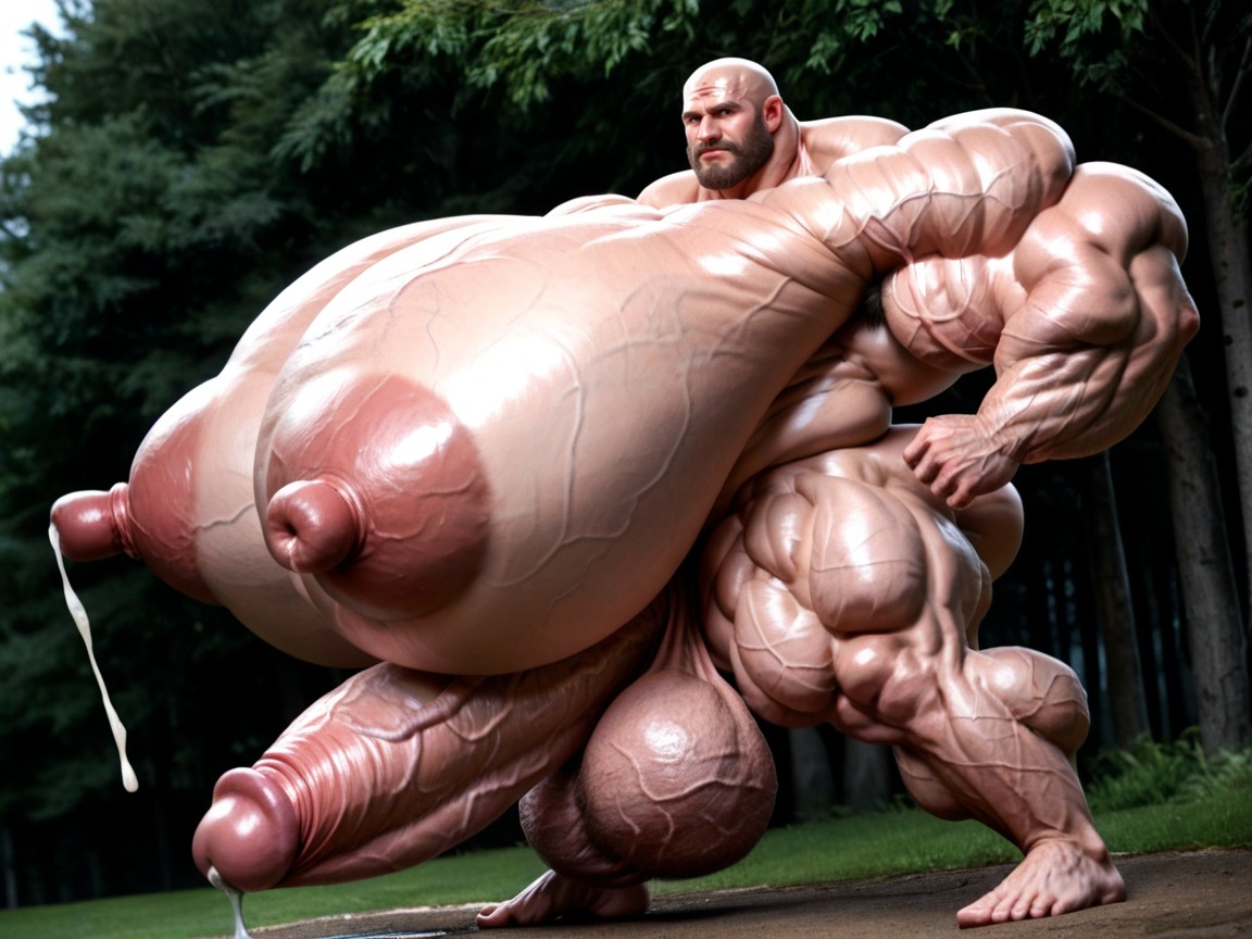 Thick Veins, Oversized Hyper Gigantic Balls, Nipples Gap AI Gay Porn