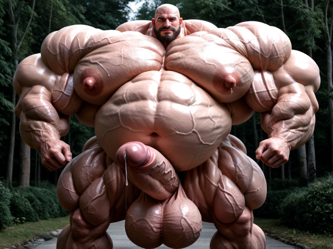 Biggest Muscle Body Ai Ever Created, Blank White Wall Background, Thick Hyper Neck Muscles AI Gay Porn