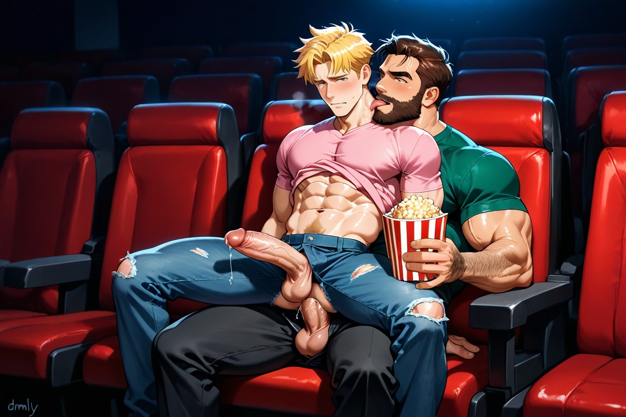 Dimly Lit, Green Shirt, Precum ИИ гей порно