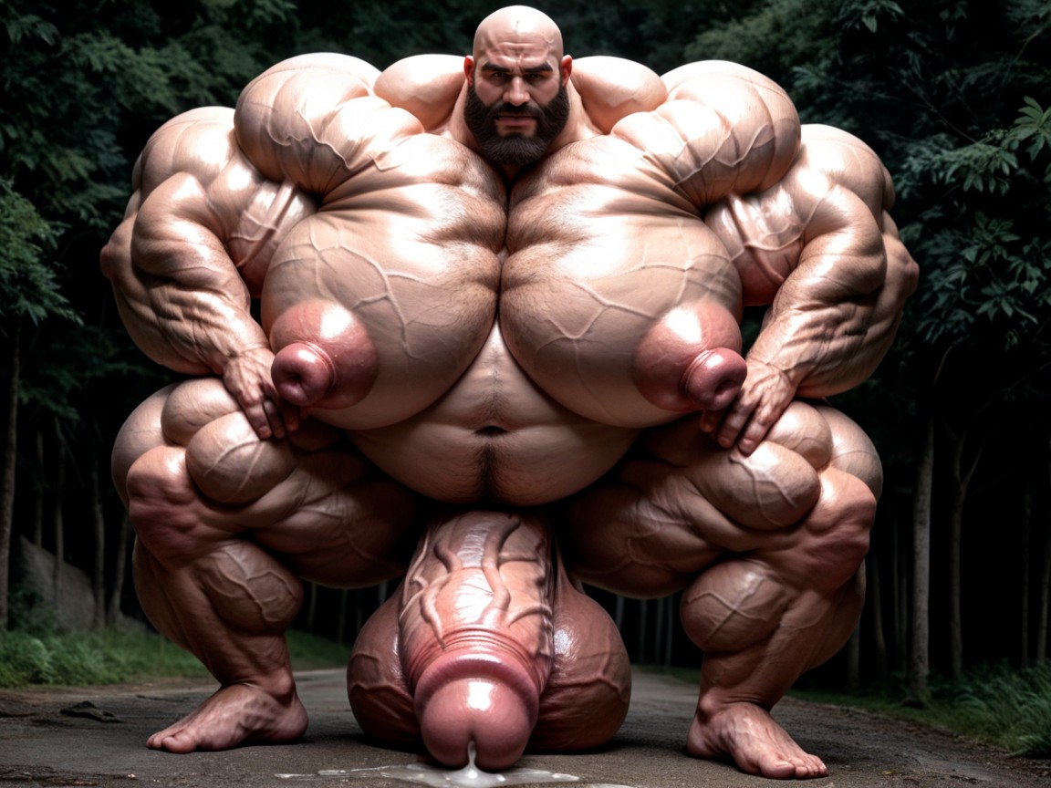 Balls Bigger Than Human, Hyper Puffy Nipples, Hyper Pumped Abdominal Muscles AI Gay Porn