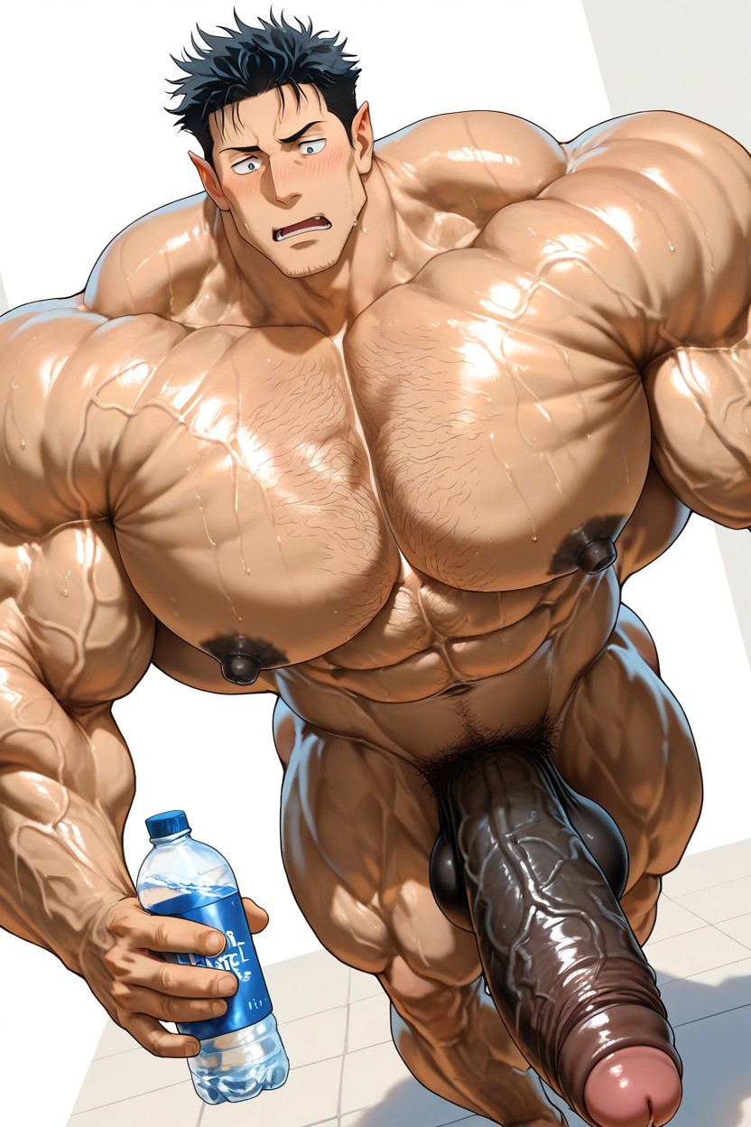 Beitemian Art Style, Profile, Body Bent Forward AI Gay Porn