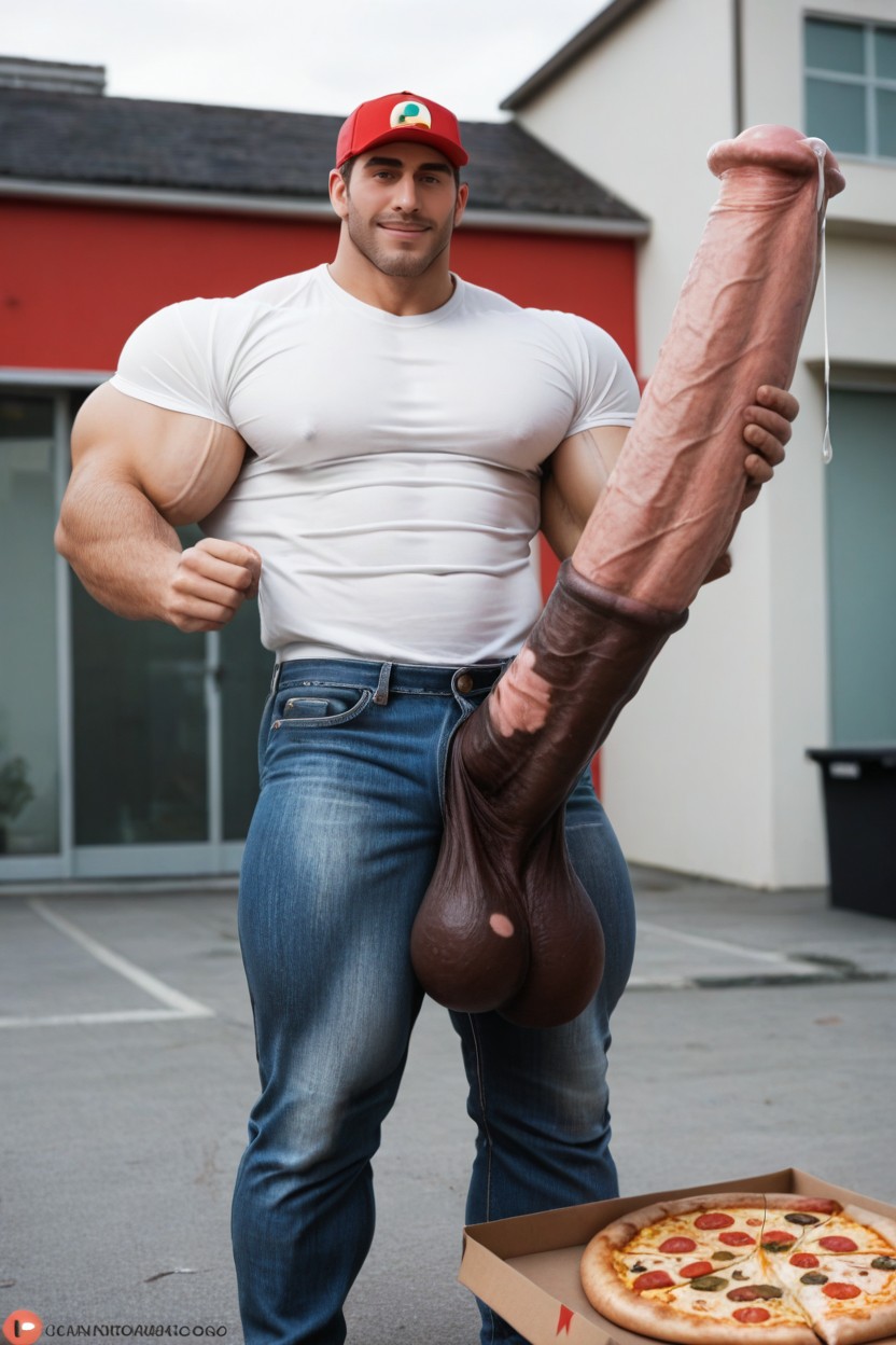 Extremely Long Hyper Dick, Jeans, Italian AI Gay Porn