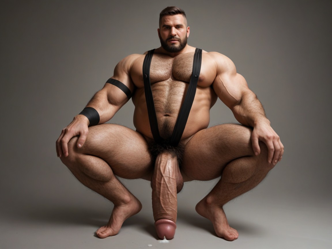 Suspenders, Enormous Penis, Excessive Chest Hair AI Gay Porn