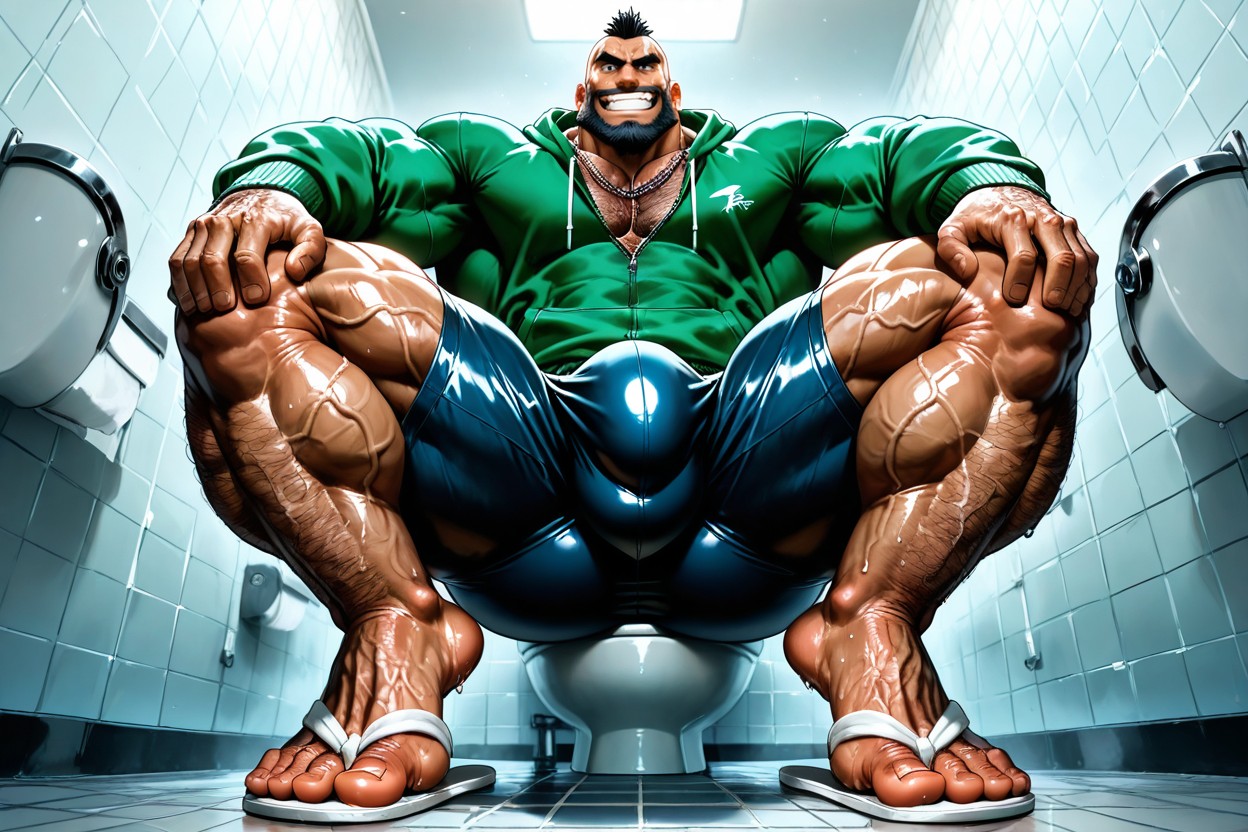 Hyper Feet, Hairy Legs, Hands On Knees AI Gay Porn