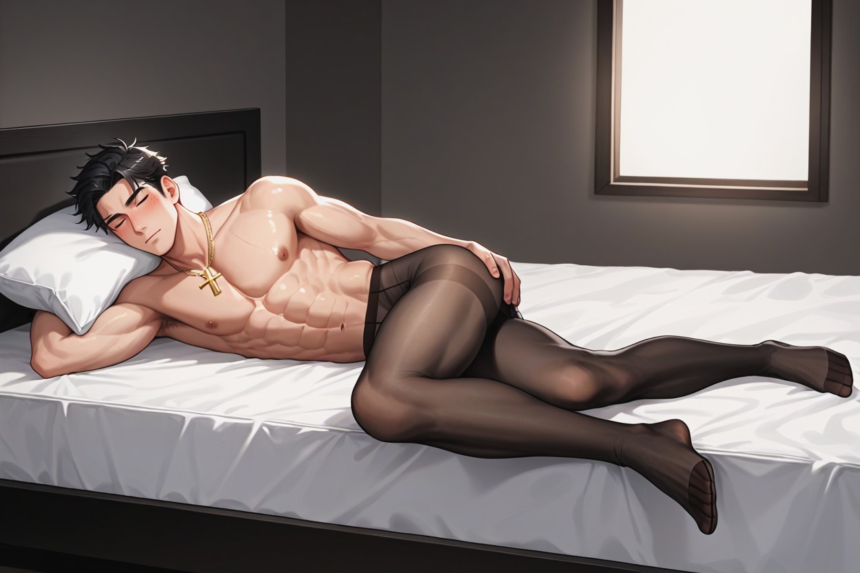 One Gay Man, Red Sheets On Bed, Freckles Porno gay IA