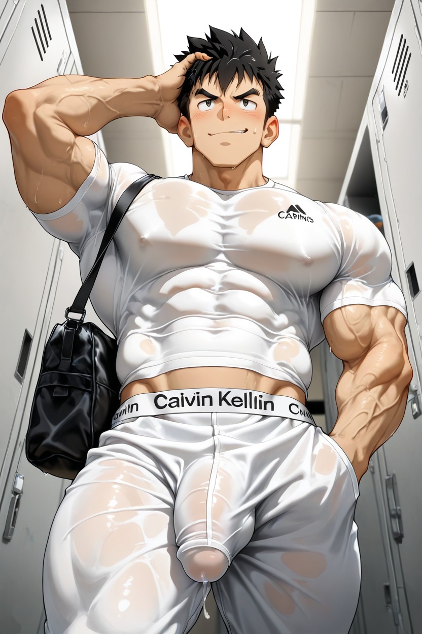 Hand In Pocket, +, Black Hair AI Gay Porn