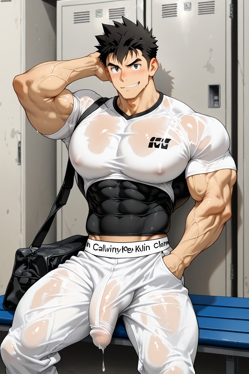 Erected Nipples, Veins Visible Through Clothes, Narrowaist AI Gay Porn