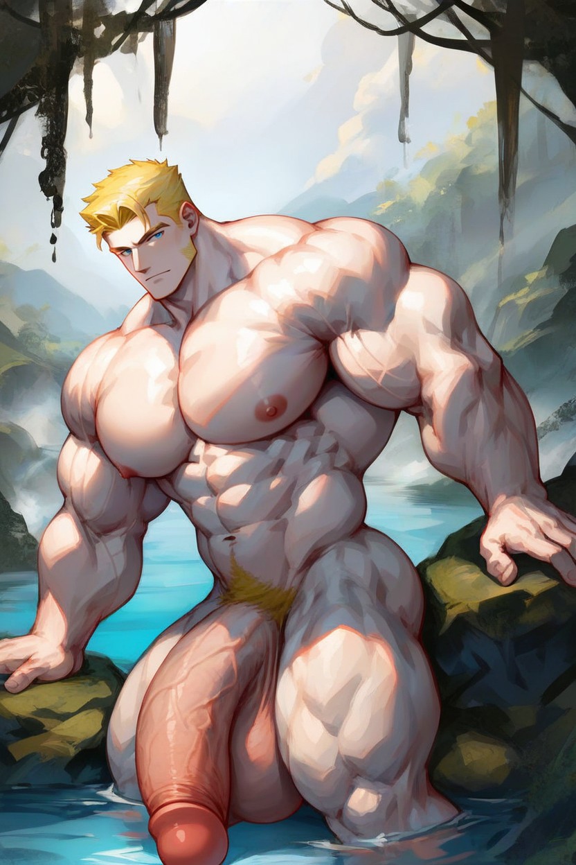Toned Physique, Looking At Viewer, Square Face AI Gay Porn