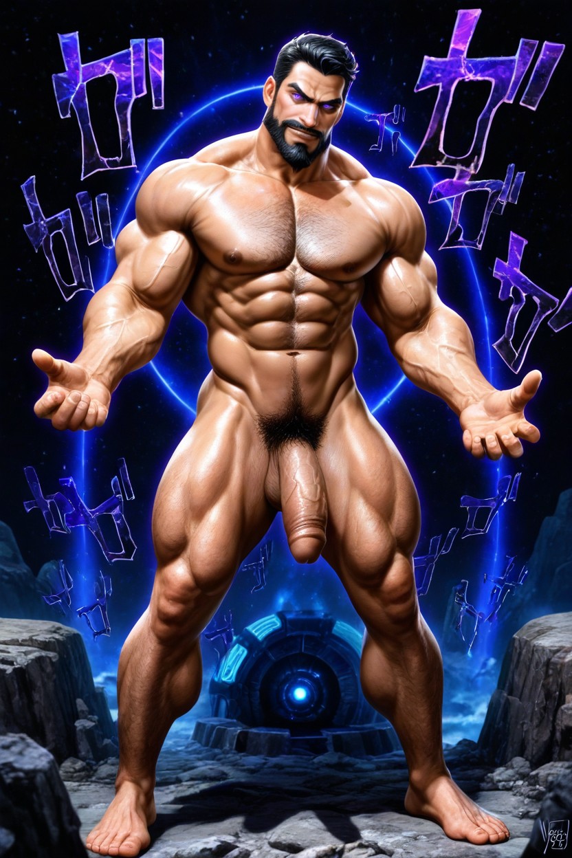 Medium, Manly, Dark Mustache And Beard Combo AI Gay Porn