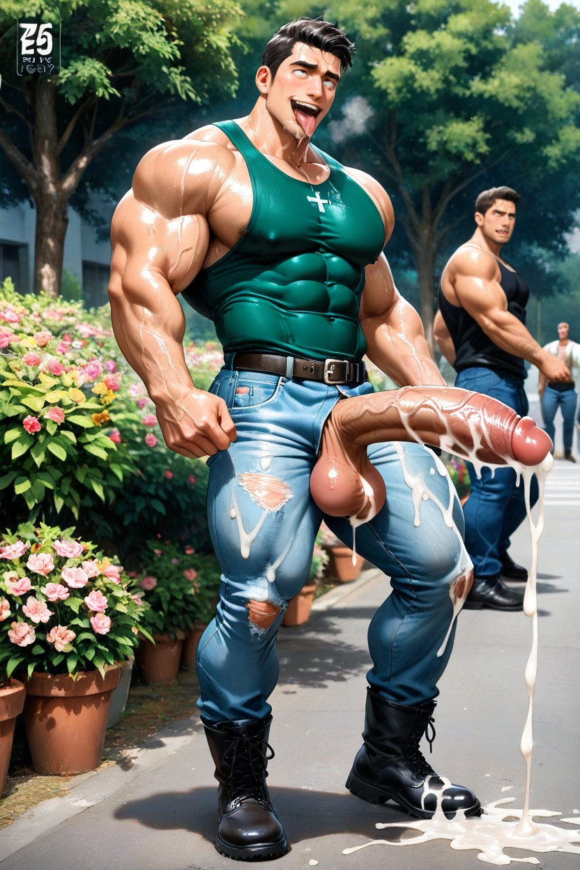 -pack Abs, Penis Garden, Full Body AI Gay Porn