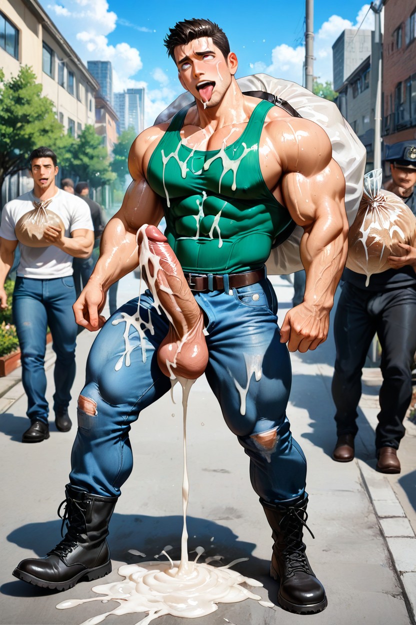 Full Body, Penises And Balls Sprouting From The Ground, Hyper Realistic AI Gay Porn