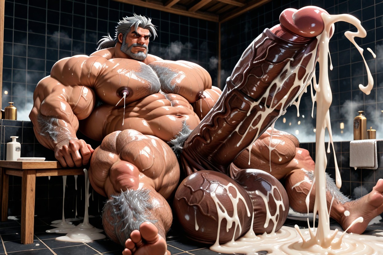 Hairy Chest, Big Testicles, Cum Shooting Everywhere AI Gay Porn