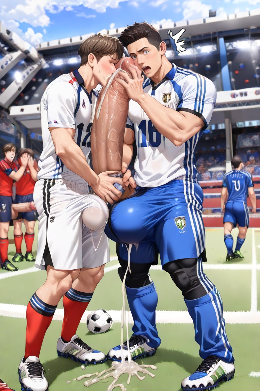 Male Soccer Players, Precum Stain, Fast Stroking Slight Motion Blur AI Gay Porn