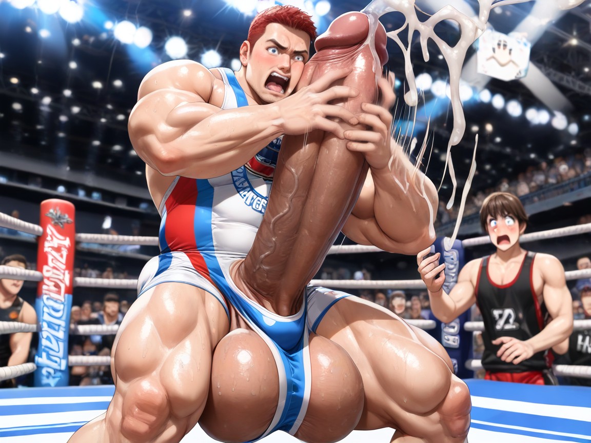 Men, Wrestling Singlet, Fondling Balls AI Gay Porn