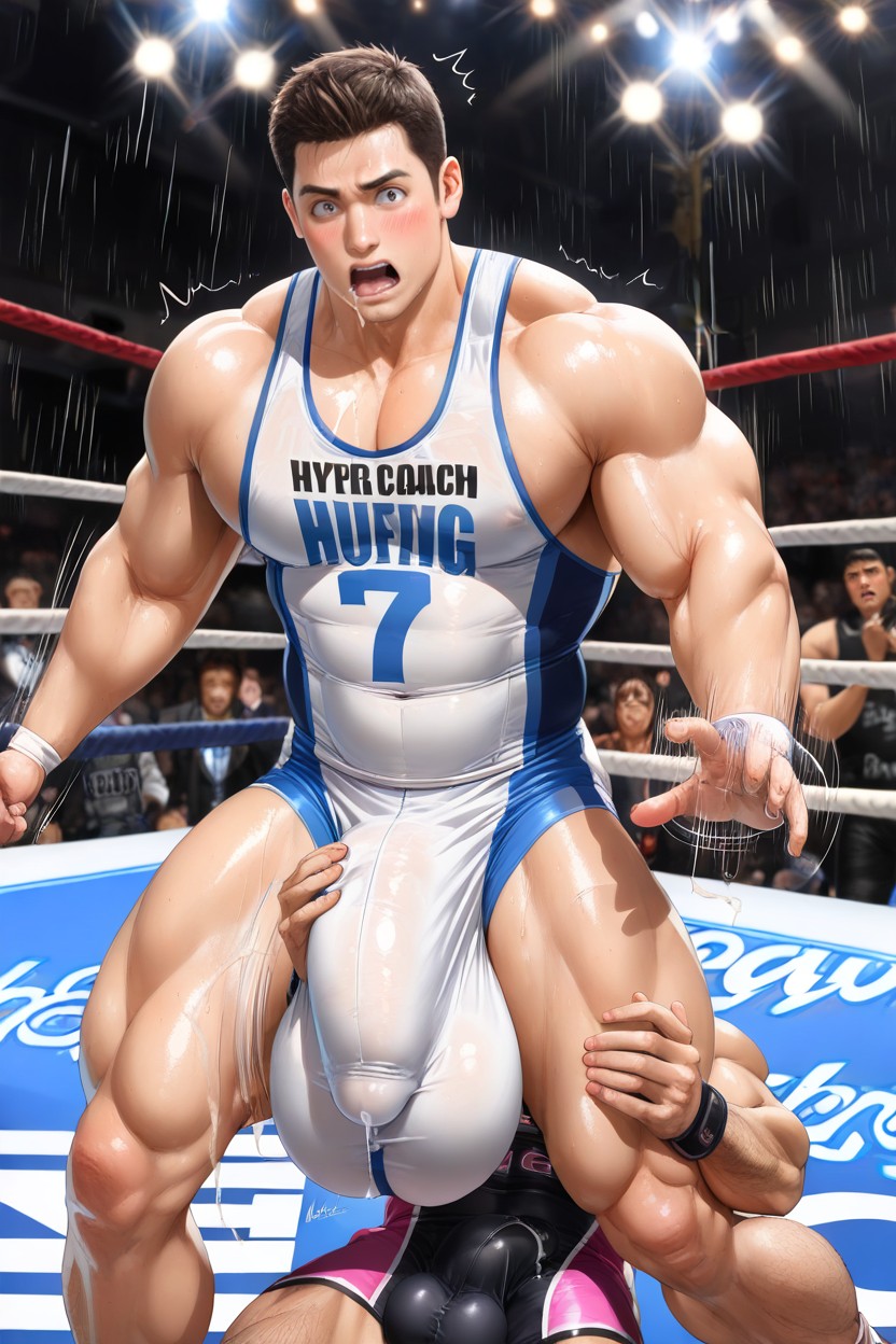 Singlet, Orgasm Face, Gigantic Fully Erect Bulge AI Gay Porn