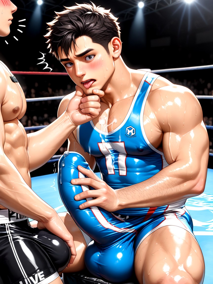 Wrestling Gear, Photographic Realism, Handjob AI Gay Porn
