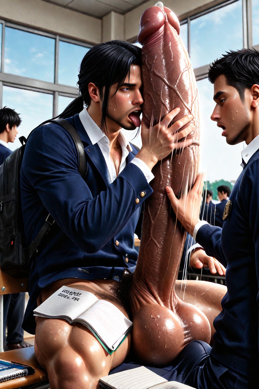 Naked Hyper Teacher, Big Balls, Giant Erect Bulge AI Gay Porn