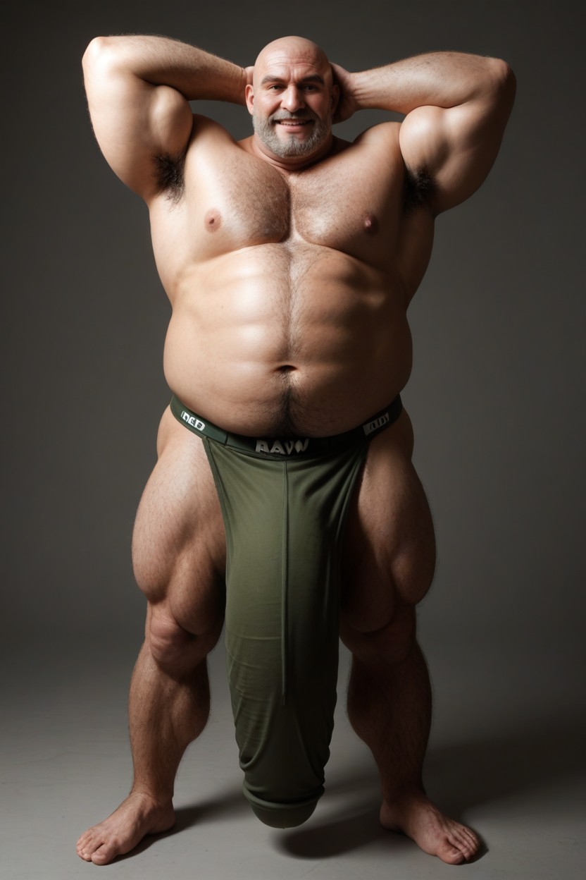 Roaring Mouth Open, Arms Up, Excessively Hairy Arms AI Gay Porn