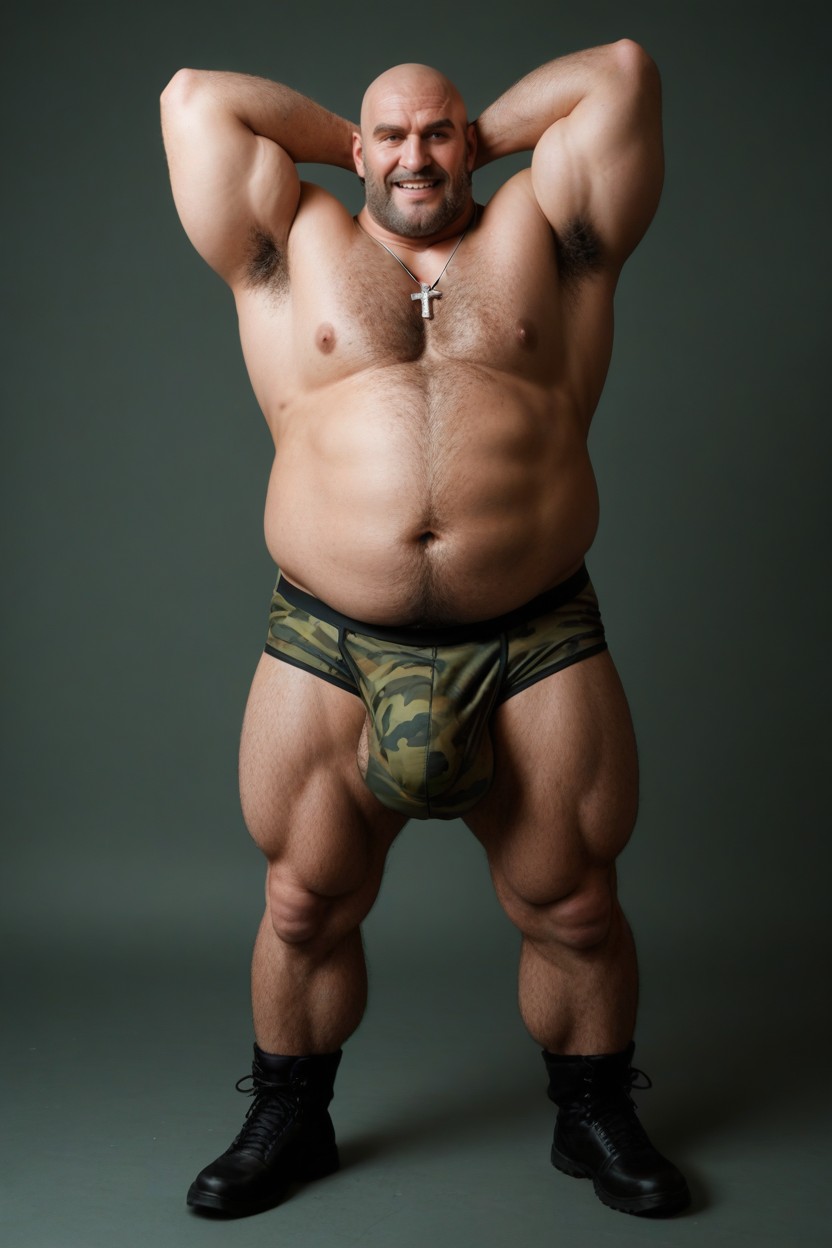 Excessively Hairy Arms, Plump Chest, Model AI Gay Porn