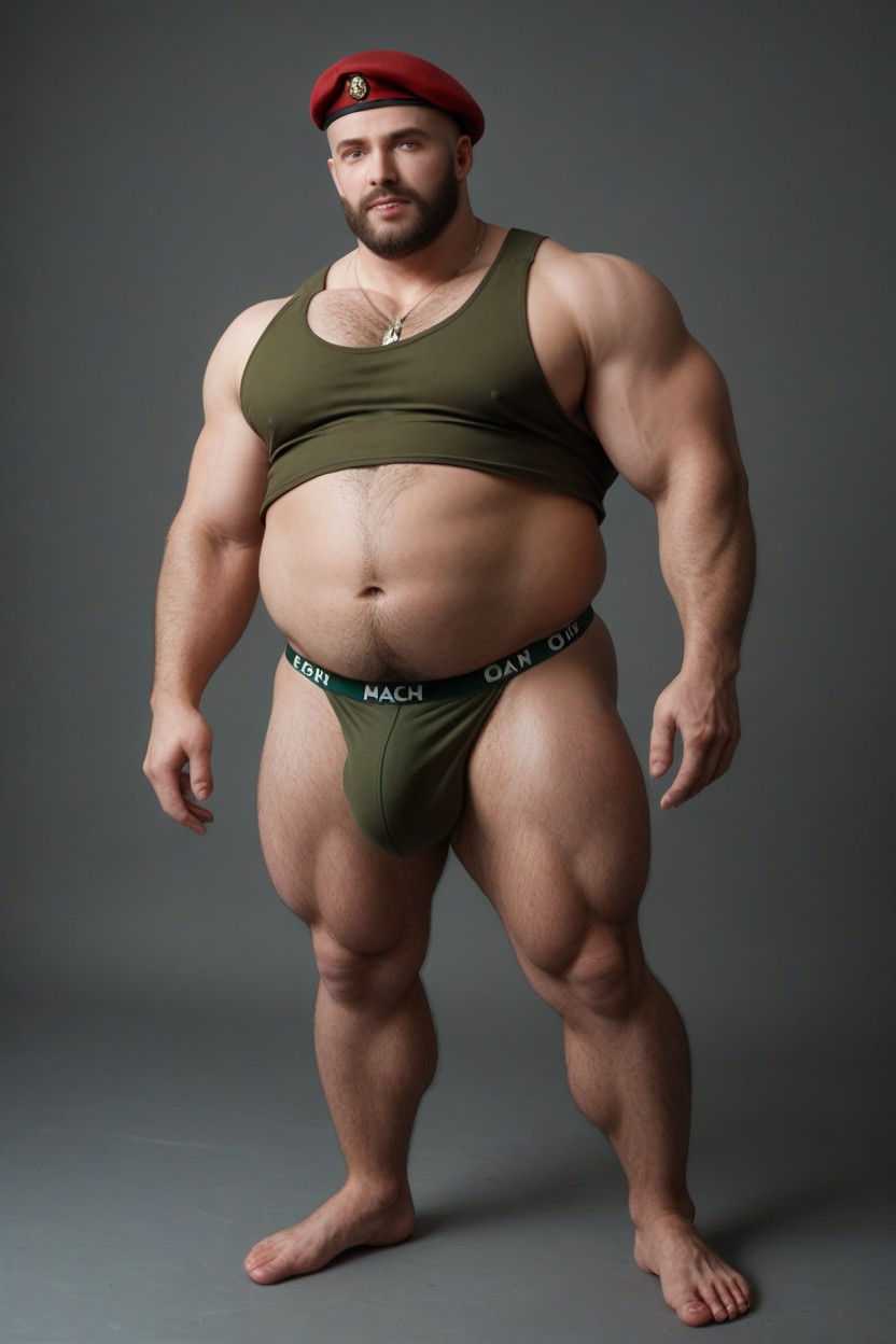 Military, Hyper Realism, Full Body Profile AI Gay Porn