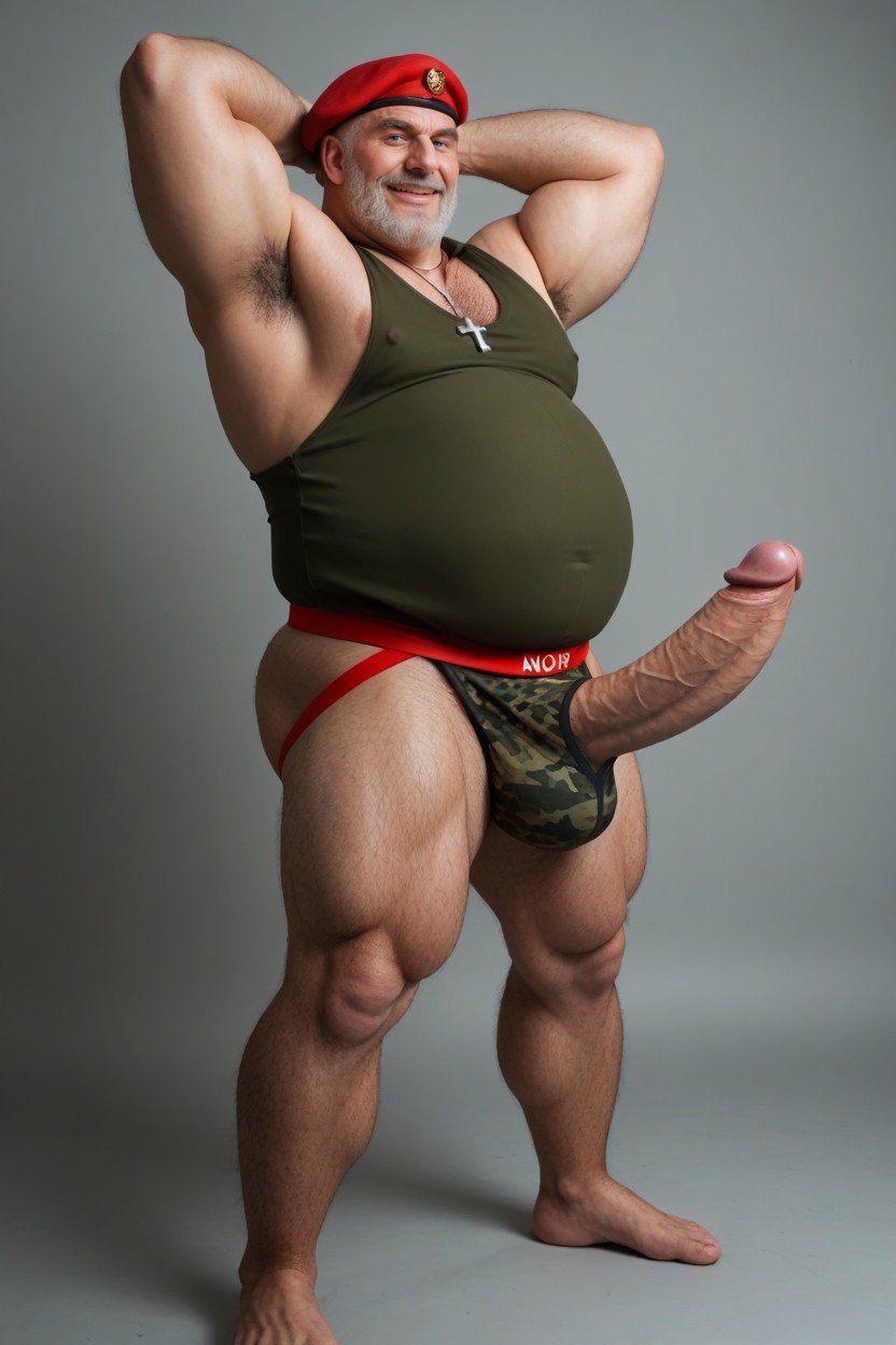 Muscle Gut, Red Jockstrap, Massive Chest AI Gay Porn