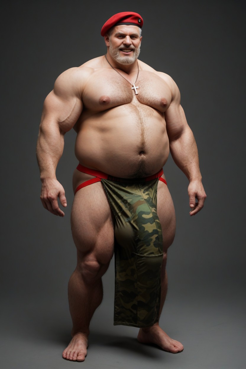Grandpa, Massive Round Jaw, Cross Necklace AI Gay Porn