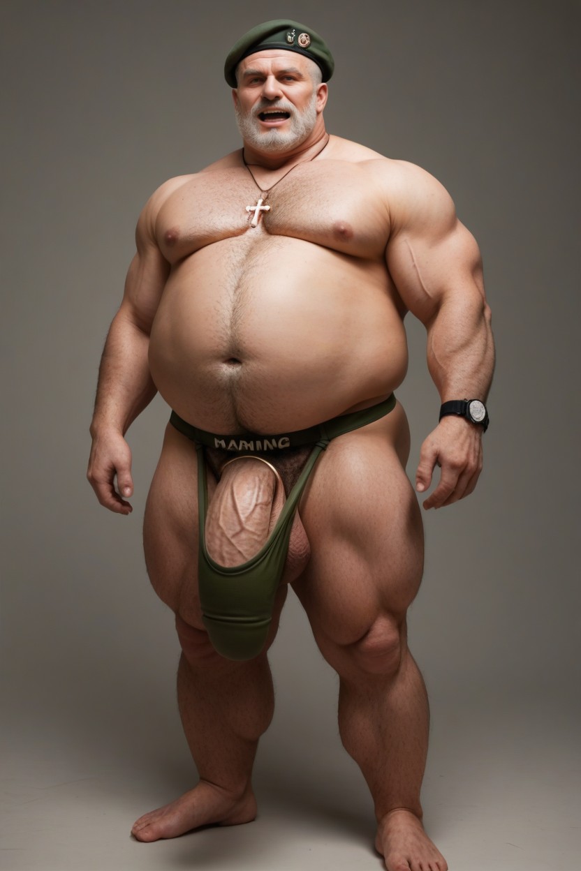 Overhead View, Muscle Gut, Roaring Out AI Gay Porn