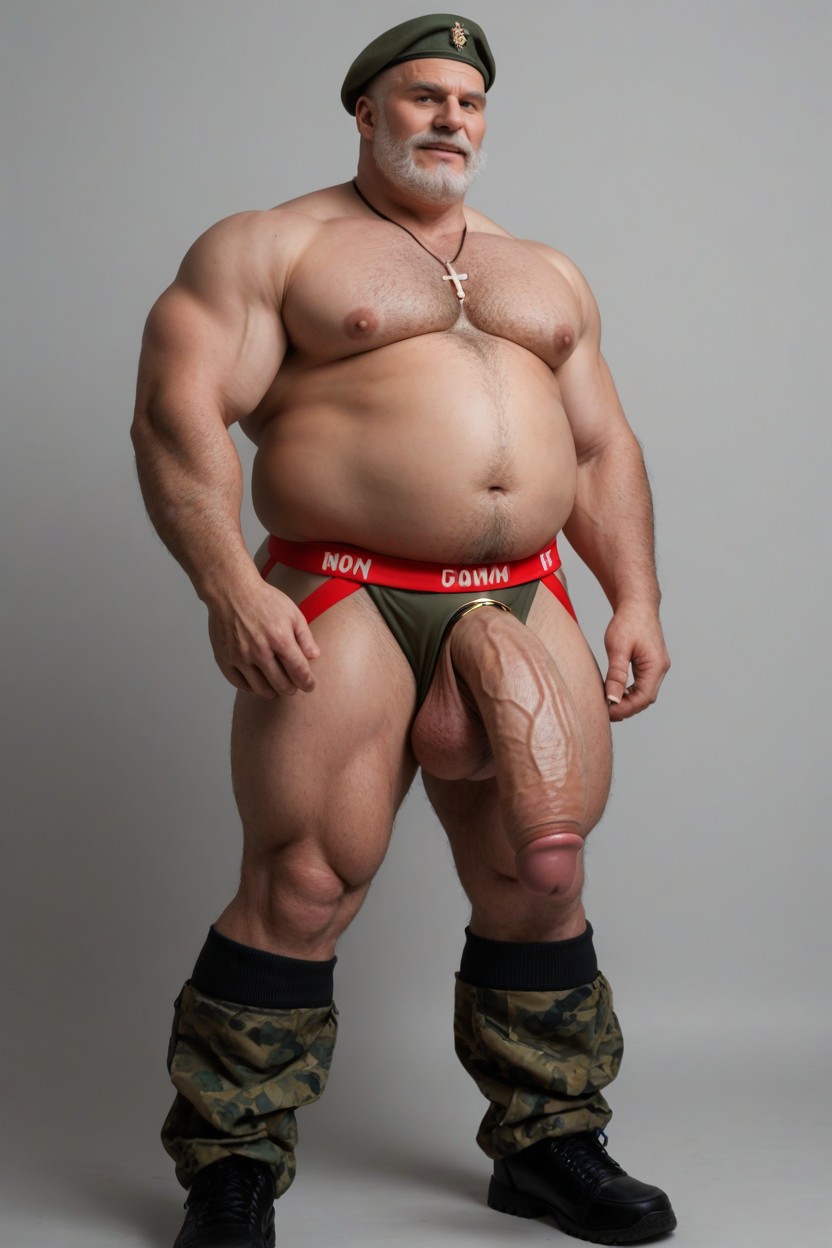 Low Angle, Thick Arms, Military Officer AI Gay Porn