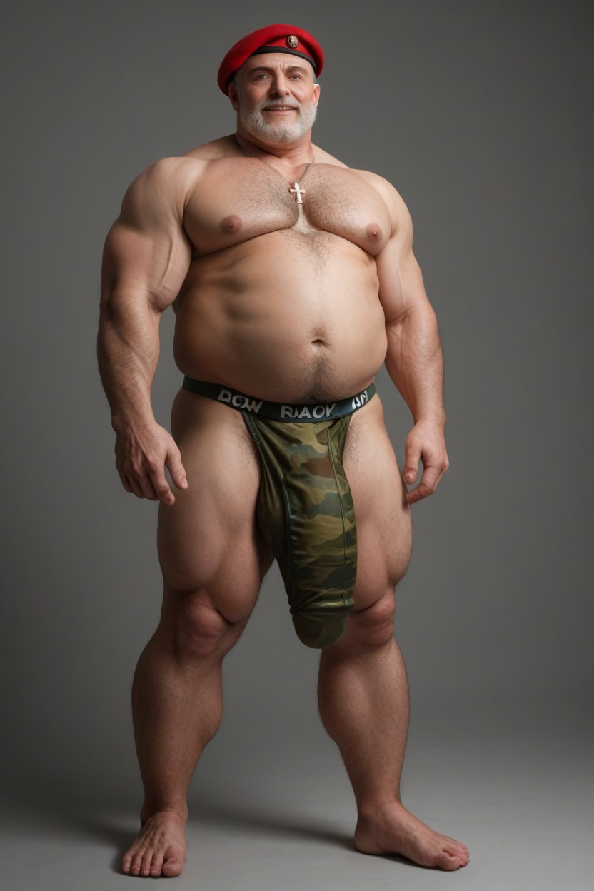 Curly Chest Hair Strands Cover Entire Torso, Looking At Viewer, Very Hairy Body AI Gay Porn