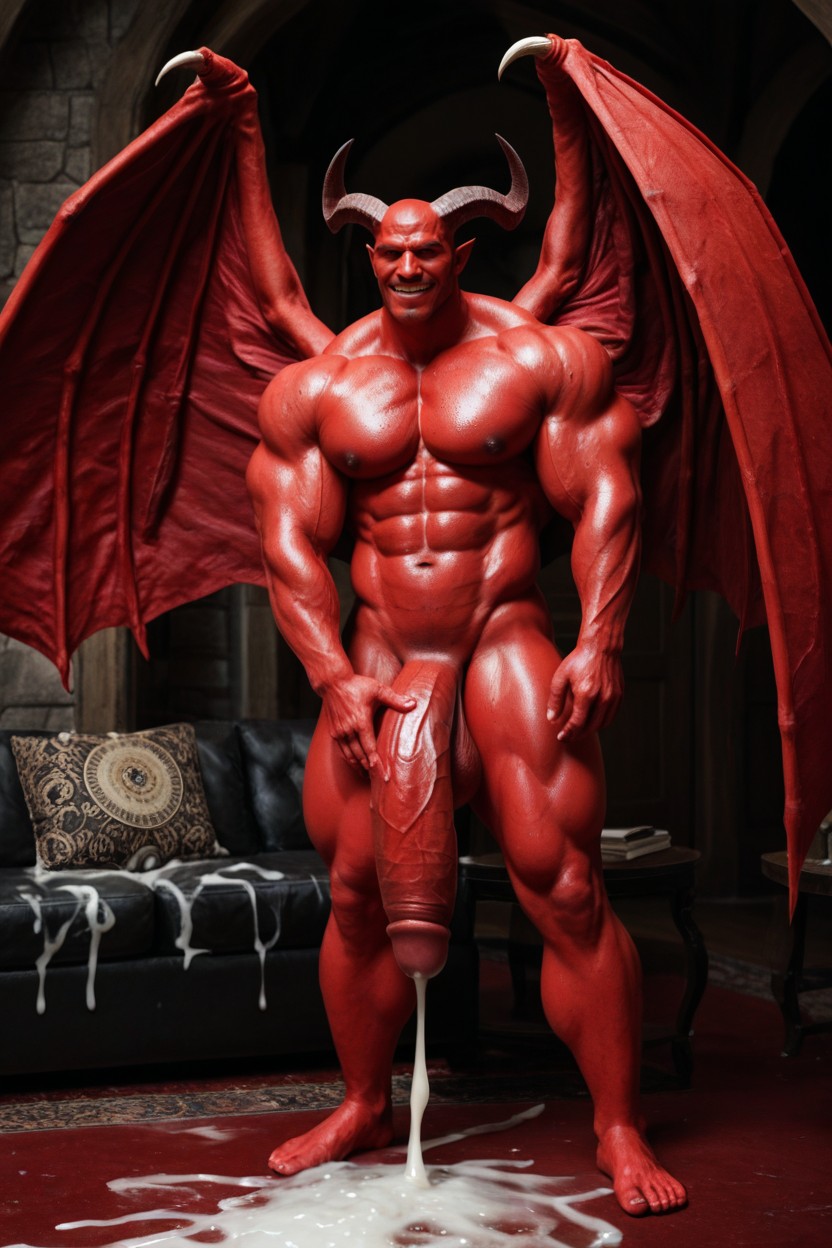 Massive Eyes, Front View, Red Big Wings AI Gay Porn
