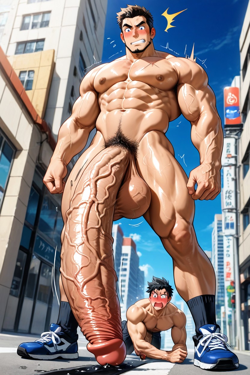 Male Only, Ball Growth, Absurdly Oversized Cock And Balls AI Gay Porn
