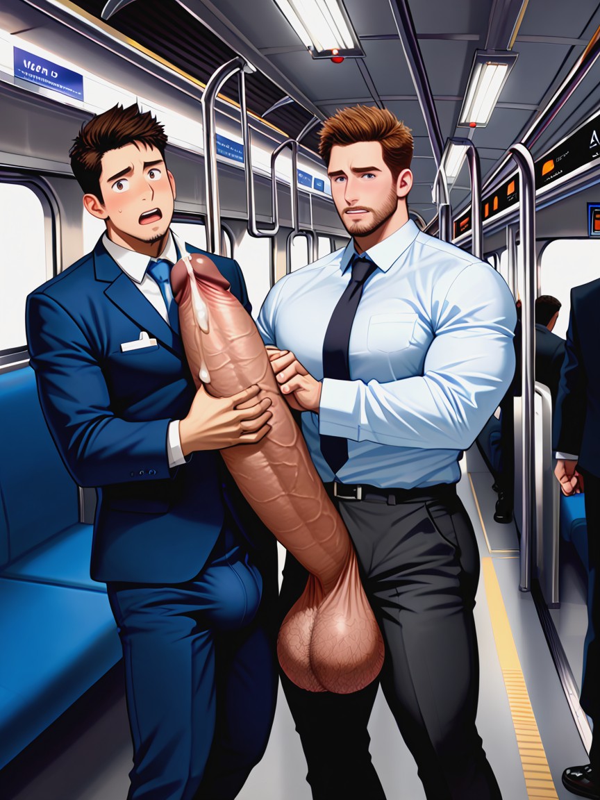 Giant Glans Near Open Mouth, Tongue Out, Male Only AI Gay Porn