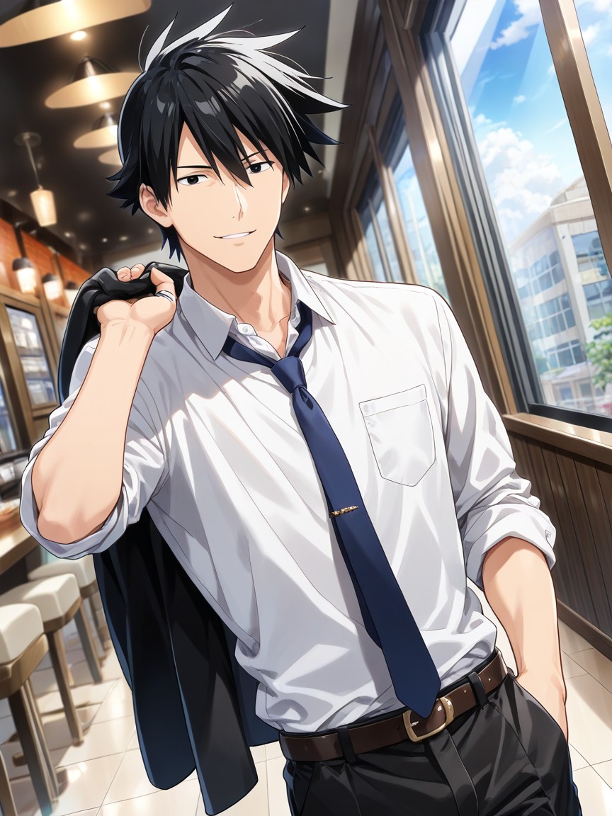 Cafe, Daytime, Indoor AI Gay Porn