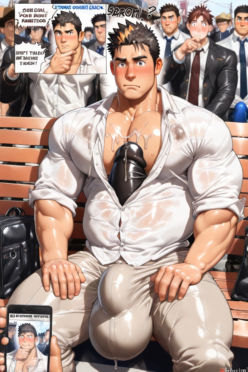 Motion Lines, Embarrassed, Caught AI Gay Porn