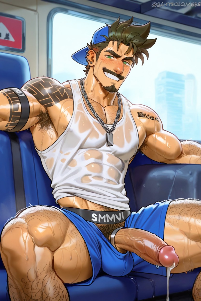 Muscular, Short Length, Bebebebebe Art Style AI Gay Porn