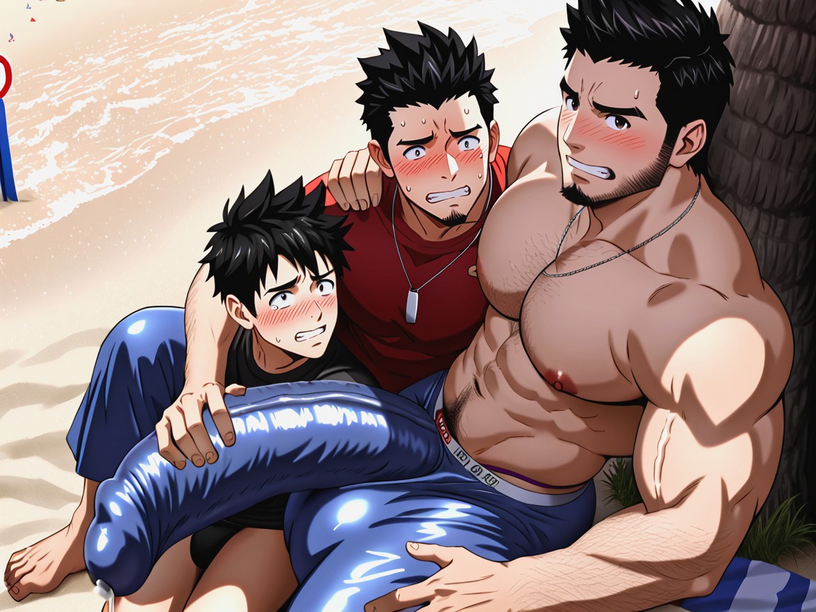 View From Above, Public, Spiky Black Hair AI Gay Porn