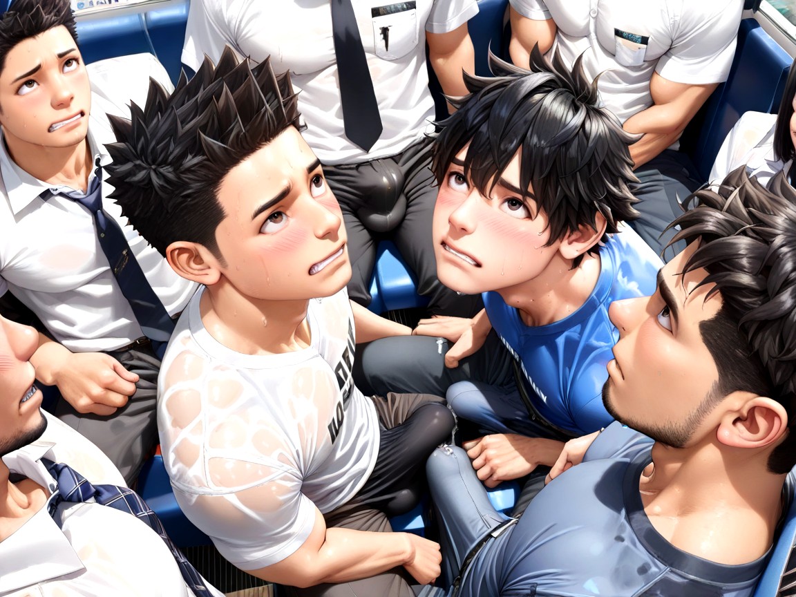 Awkward, Impossibly Long Bulge Reaches Neck, Absurdly Surreal Oversized Hyper Cock Much Bigger Than Body AI Gay Porn