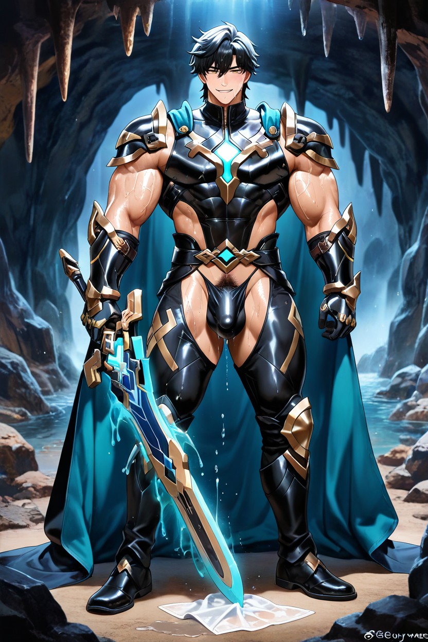 25+, Medium Ass, Holding A Glowing Magical Sword AI Gay Porn