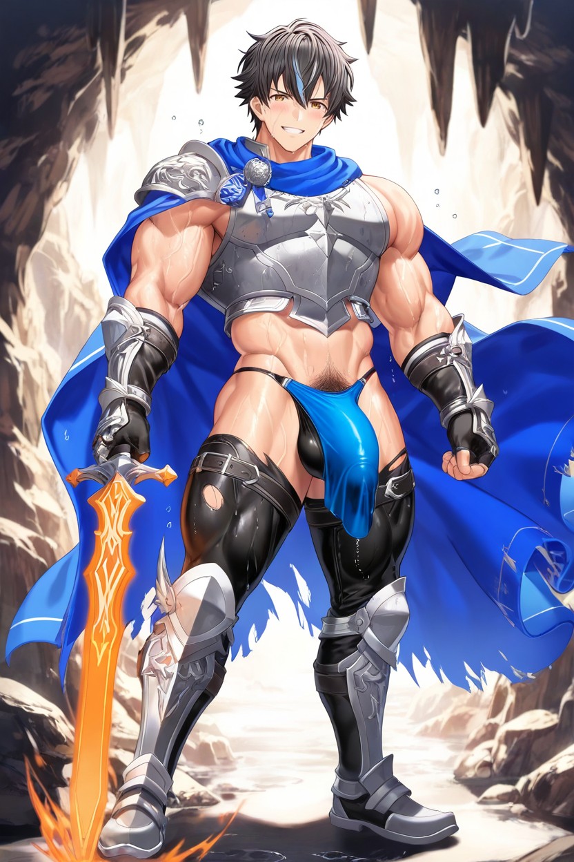 Highly Detailed Anatomy, Large Penis Bulge, Embarrassed ИИ гей порно