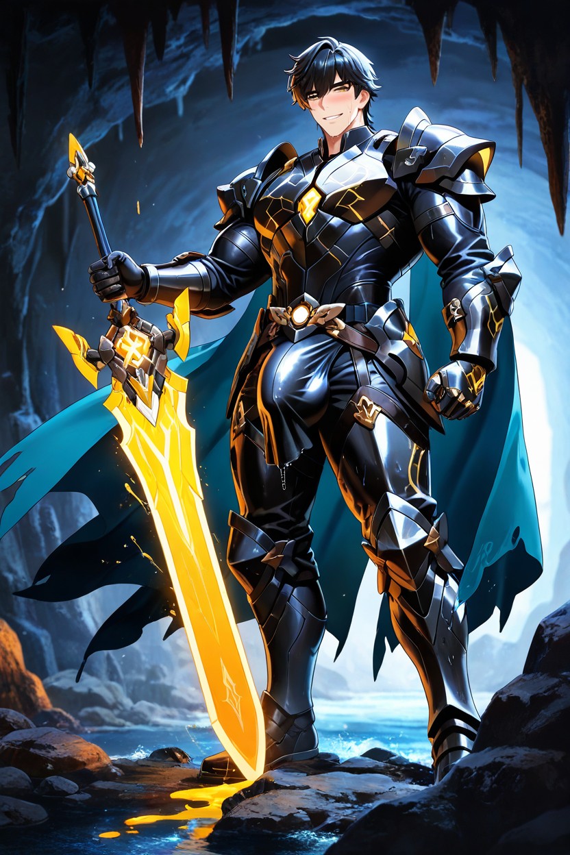 Large Penis Bulge, Wearing An Ornate Metal Bikini Armor, Medium Ass AI Gay Porn