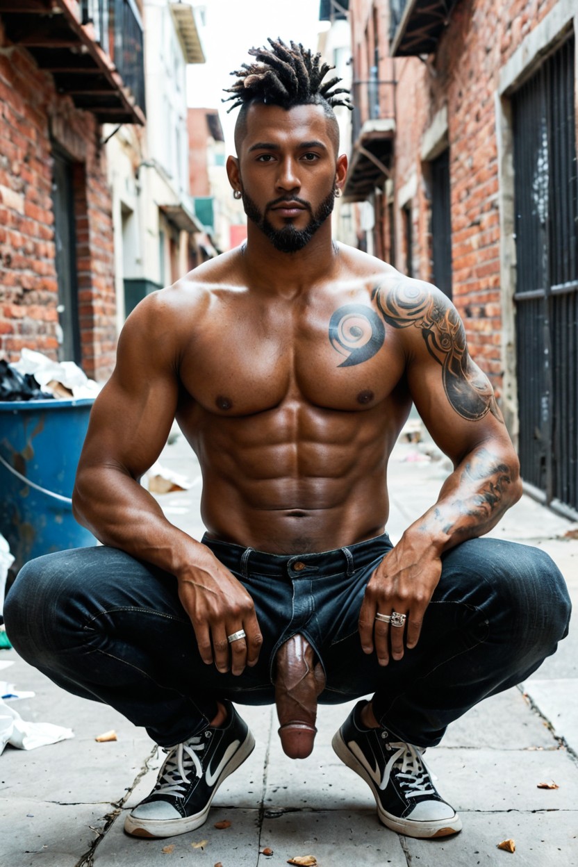 One Man Squatting, Massive, Full Body AI Gay Porn