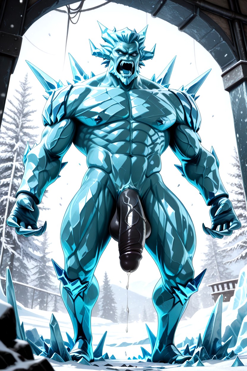 Muscular, Full Body, Ruined Bunker Corridor AI Gay Porn