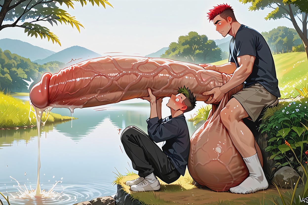 Cock Wider And Longer Than Body, Male Only, Balls Growth AI Gay Porn