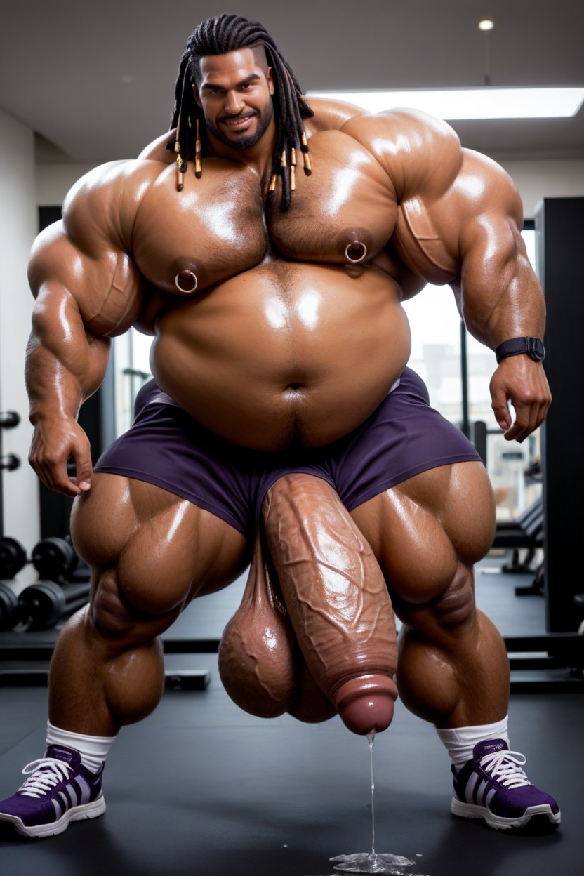 Front View, Soft Facial Features, Penis Hanging Down Past Ankles AI Gay Porn