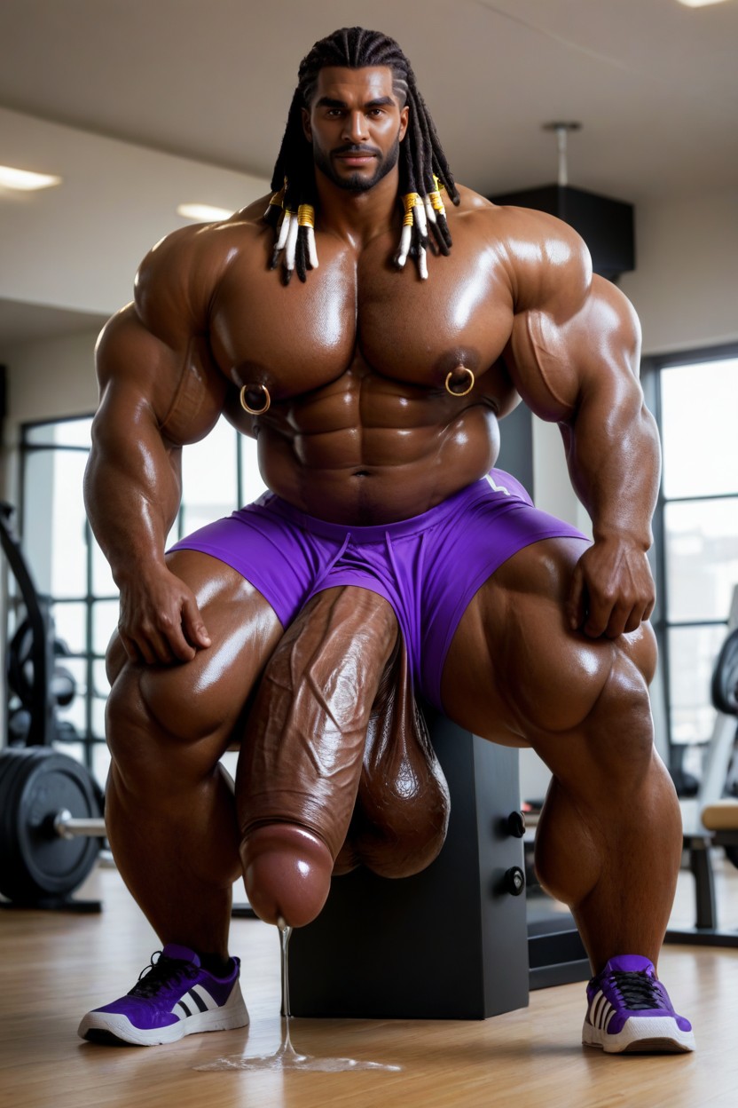Hyper Thick Extremely Muscular Bara Body, Oiled Skin, Massively Long Gigantic Heavy Hyper Cock AI Gay Porn