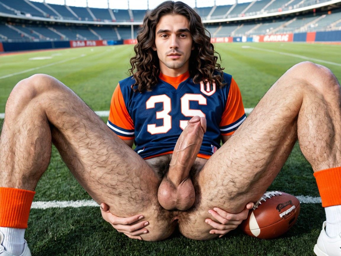 Front View, Shoulder Pads, Big Shaved Testicles AI Gay Porn