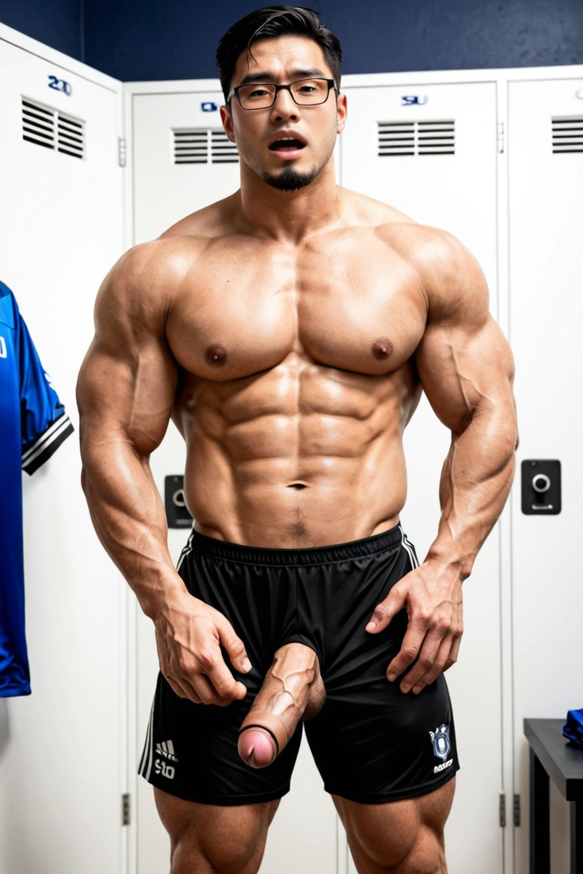 Brown Eyes, Wearing Soccer Shirts, Oversized Chest AI Gay Porn